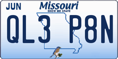 MO license plate QL3P8N