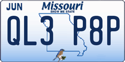 MO license plate QL3P8P