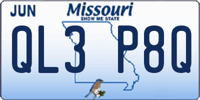MO license plate QL3P8Q