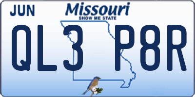 MO license plate QL3P8R