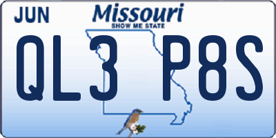 MO license plate QL3P8S