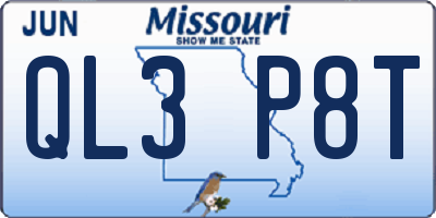 MO license plate QL3P8T