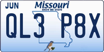 MO license plate QL3P8X