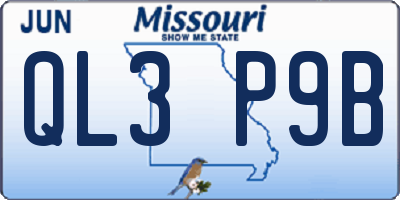MO license plate QL3P9B