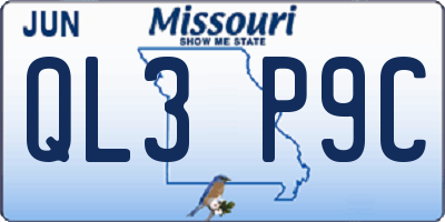 MO license plate QL3P9C
