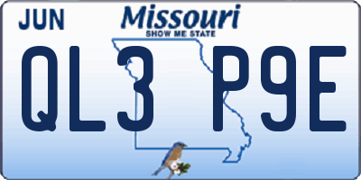MO license plate QL3P9E