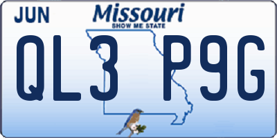 MO license plate QL3P9G