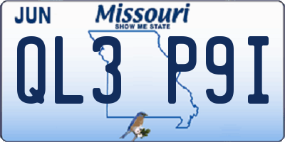 MO license plate QL3P9I