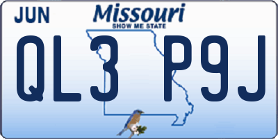 MO license plate QL3P9J