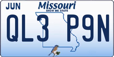 MO license plate QL3P9N