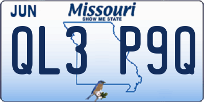 MO license plate QL3P9Q