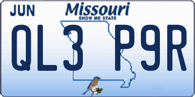 MO license plate QL3P9R