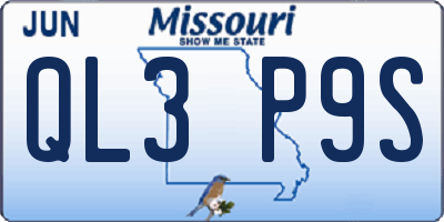 MO license plate QL3P9S