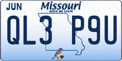 MO license plate QL3P9U