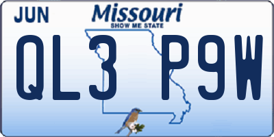 MO license plate QL3P9W