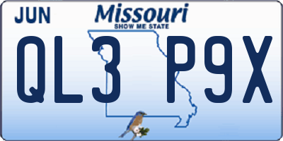 MO license plate QL3P9X