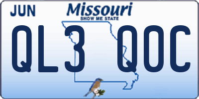 MO license plate QL3Q0C