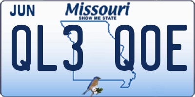 MO license plate QL3Q0E
