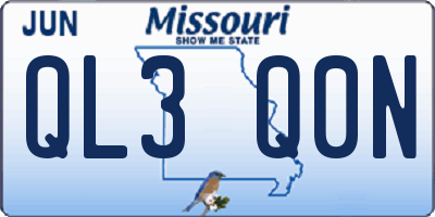 MO license plate QL3Q0N
