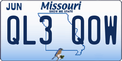 MO license plate QL3Q0W