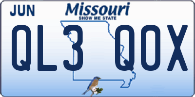 MO license plate QL3Q0X