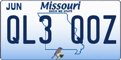 MO license plate QL3Q0Z
