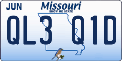 MO license plate QL3Q1D