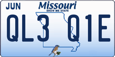 MO license plate QL3Q1E