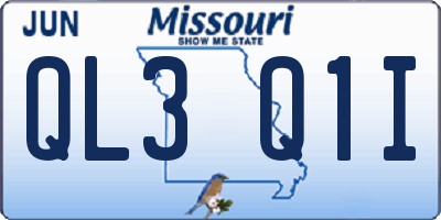 MO license plate QL3Q1I