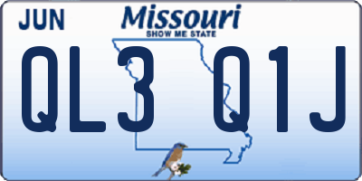 MO license plate QL3Q1J