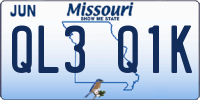 MO license plate QL3Q1K