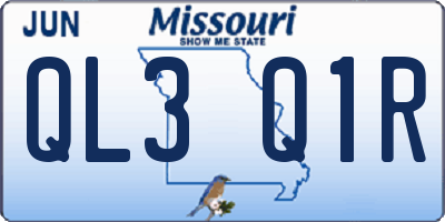 MO license plate QL3Q1R
