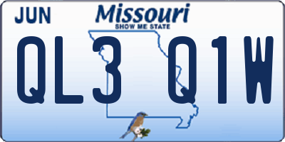 MO license plate QL3Q1W