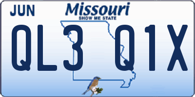 MO license plate QL3Q1X