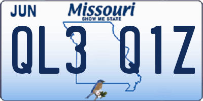 MO license plate QL3Q1Z