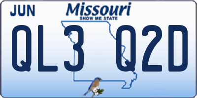 MO license plate QL3Q2D