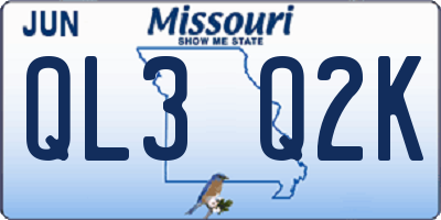 MO license plate QL3Q2K