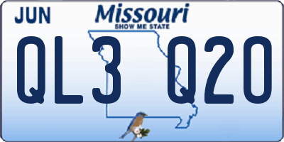 MO license plate QL3Q2O