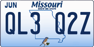 MO license plate QL3Q2Z