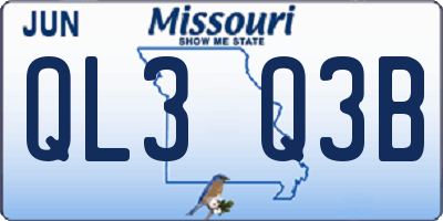 MO license plate QL3Q3B