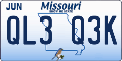 MO license plate QL3Q3K