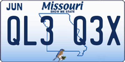 MO license plate QL3Q3X