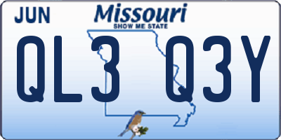 MO license plate QL3Q3Y