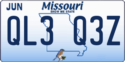 MO license plate QL3Q3Z