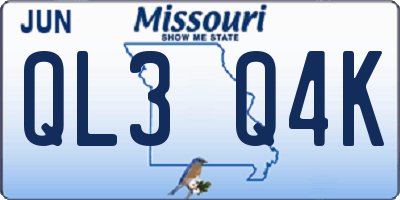 MO license plate QL3Q4K