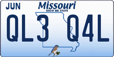 MO license plate QL3Q4L