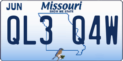 MO license plate QL3Q4W