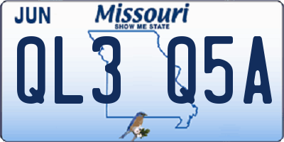 MO license plate QL3Q5A