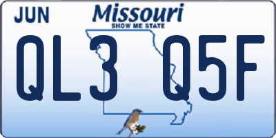 MO license plate QL3Q5F