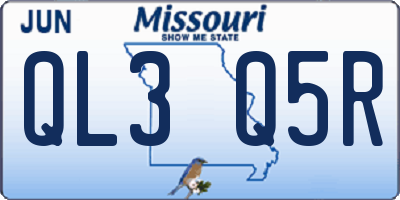 MO license plate QL3Q5R